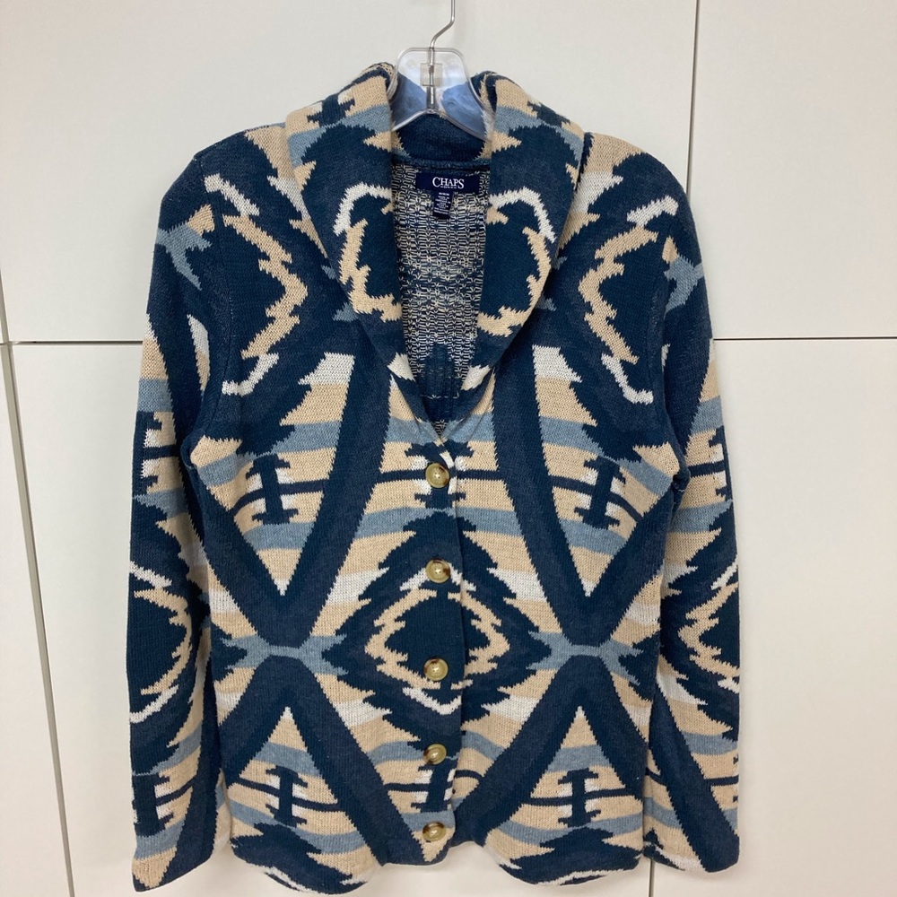 Chaps Southwestern Style Cardigan Sweater Sz M